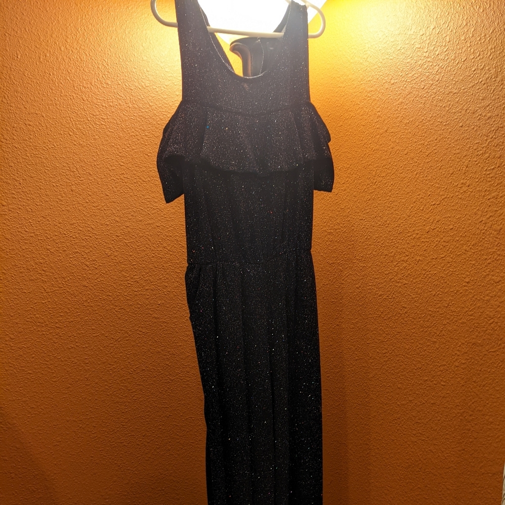 Justice navy blue glitter romper with pockets!